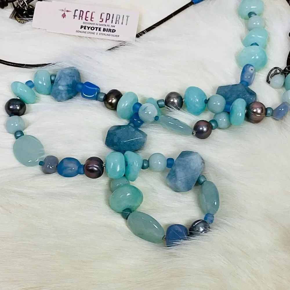 New Free Spirit Peyote Bird Genuine Gemstones Sterling Silver Necklace Turquoise